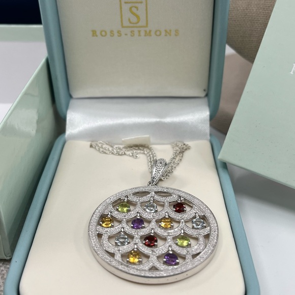 Ross-Simons Sterling Silver Multi-Gemstone Necklace – Vintage Statement Piece - Picture 3 of 17